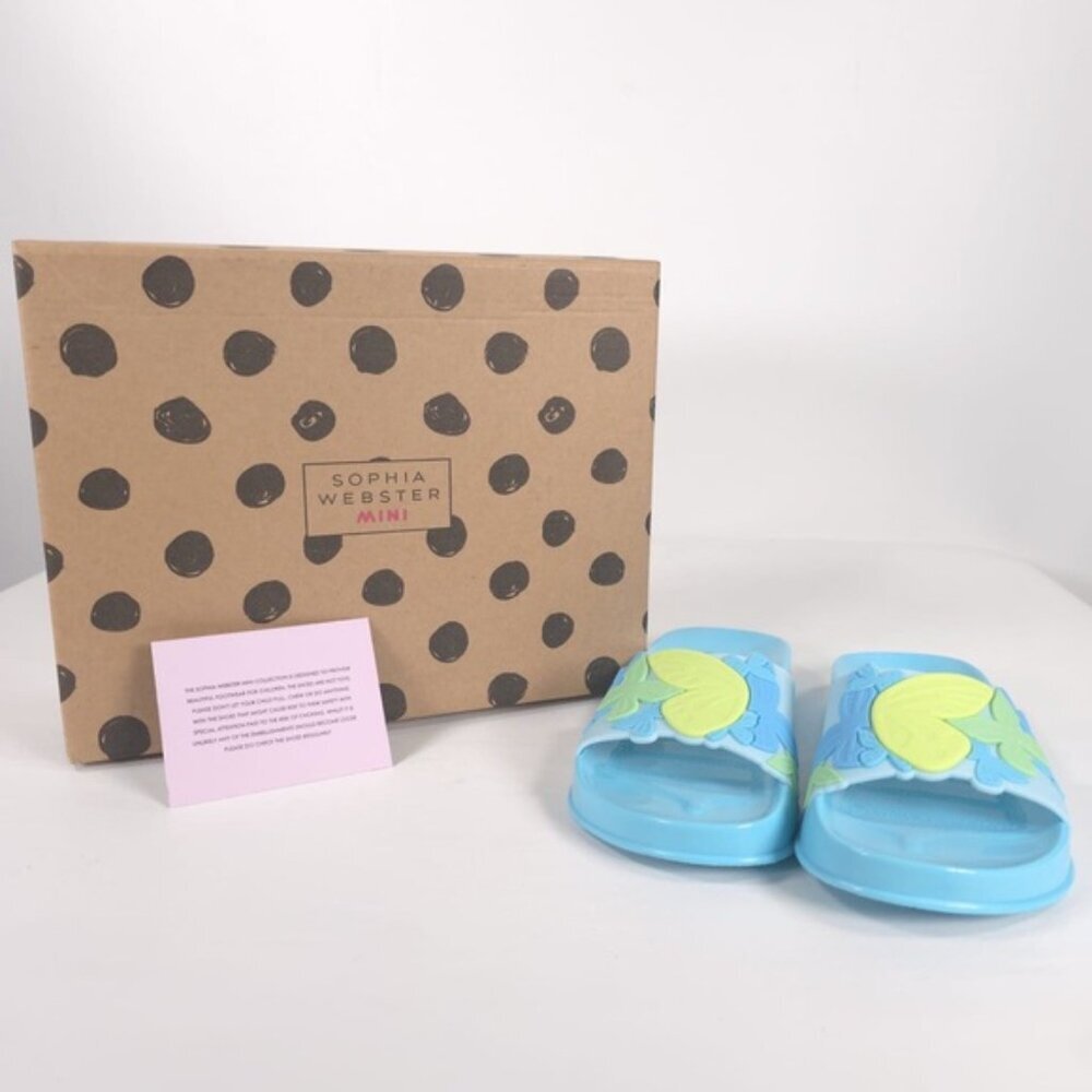 NWB SOPHIA‎ WEBSTER Mini Kid Girl Blue Butterfly Jelly Slide Sandal 31 EU/13 UK